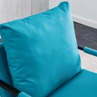 PU Leather Accent Arm Chair Mid Century Modern Upholstered Armchair with Metal Frame Extra-Thick Padded Backrest and Seat Cushion Sofa Chairs for Living Room ( Cyan PU Leather + Metal + Foam ) SF-008