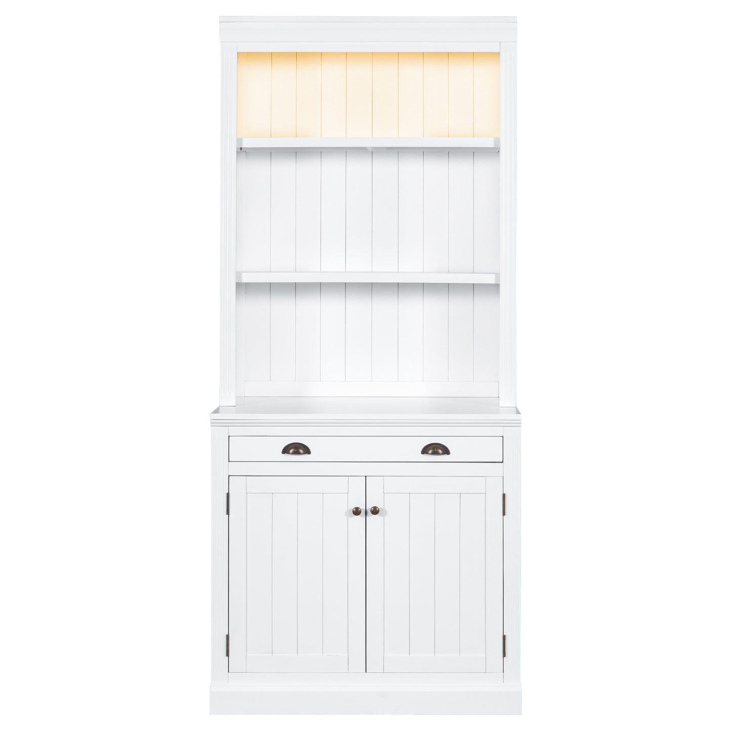 83.4"Tall Bookshelf with LED Lighting, Modern Bookcase with 2 Doors and 1 Drawer,Storage Bookcase with Open Shelves for Living Room,Bedroom,Home Office,White