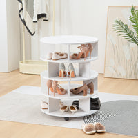 [New Design]  Round pushable wooden shoe cabinet on wheels for 16-20 pairs of shoes-Brown