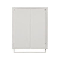 23.62"Glass Doors Modern Two-door Wall Cabinet with Featuring Two-tier Enclosed Storage, an Open Shelf, and Towel Rack, for Entryway Living Room Bathroom Dining Room