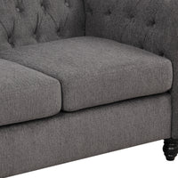 82" modern sofa Dutch plush upholstered sofa, solid wood legs, buttoned tufted backrest, gray