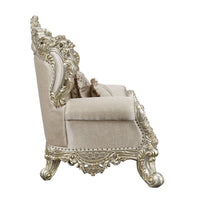 ACME Danae CHAIR W/2 PILLOWS Fabric, Champagne & Gold Finish LV01195