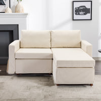 2 Seat Module Sectional Sofa Couch With 1 Ottoman,Seat Cushion and Back Cushion Removable and Washable,Cream