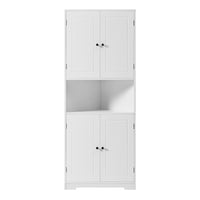 Tall Bathroom Storage Cabinet, Corner Cabinet with Doors and Adjustable Shelf, MDF Board with Painted Finish, White