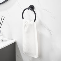 Towel Ring Matte Black, Bath Hand Towel Ring Thicken Space Aluminum Round Towel Holder for Bathroom