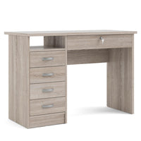 Modern Desk with 5 Storage Drawers for Living Room or Home Office, Truffle