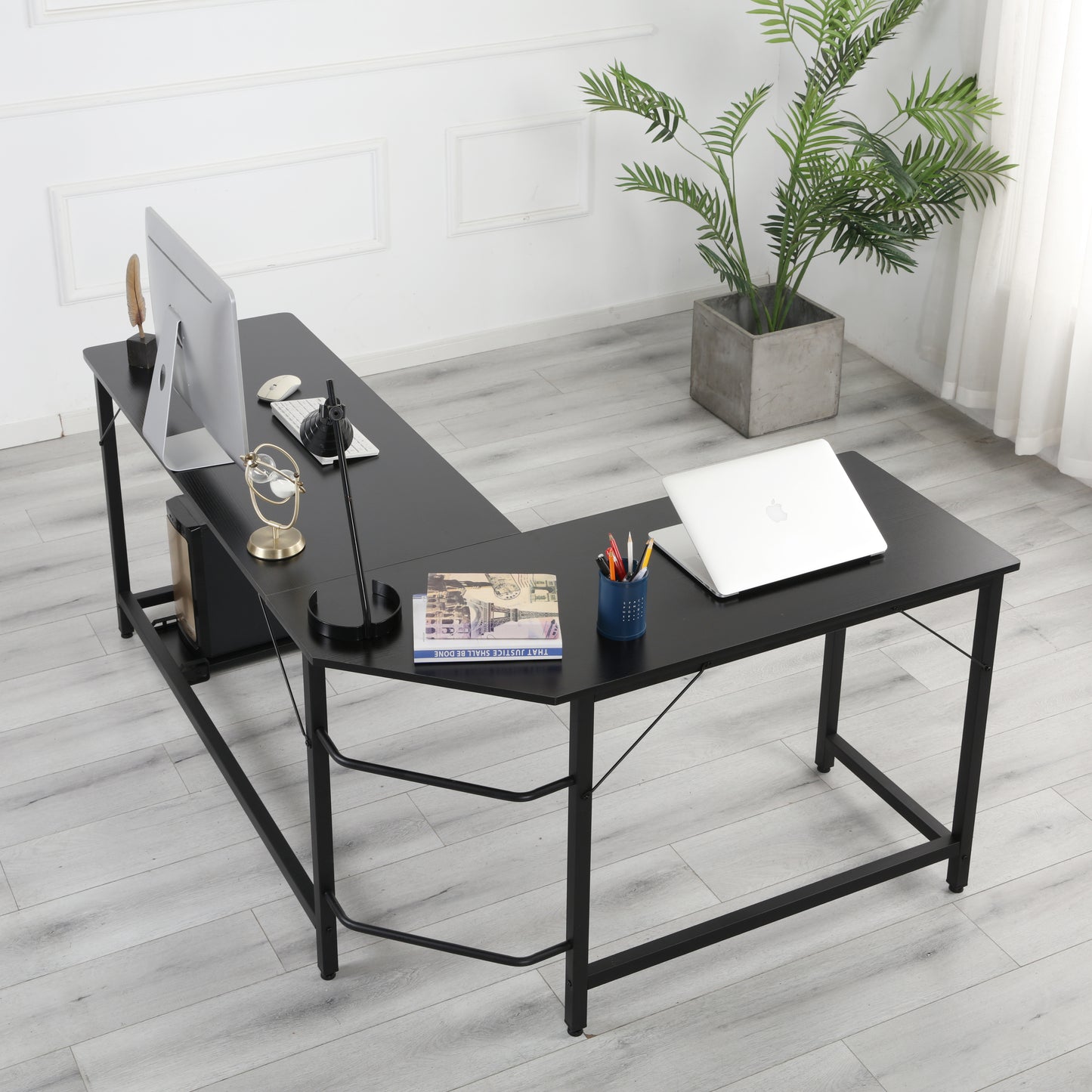 High quality safe and environmentally friendly office home school Black L-shaped corner desk