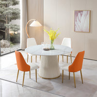 53 inch  Sintered stone carrara white dining table with 6pcs Chairs