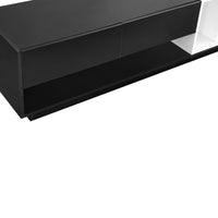 ON-TREND Sleek and Stylish TV Stand with Perfect Storage Solution, Two-tone Media Console for TVs Up to 80'', Functional TV Cabinet with Versatile Compartment for Living Room, Black