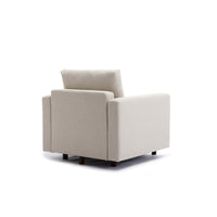 Single Seat Module Sofa Sectional Couch With Armrest With 1 Ottoman,Cushion Covers Non-removable and Non-Washable,Cream