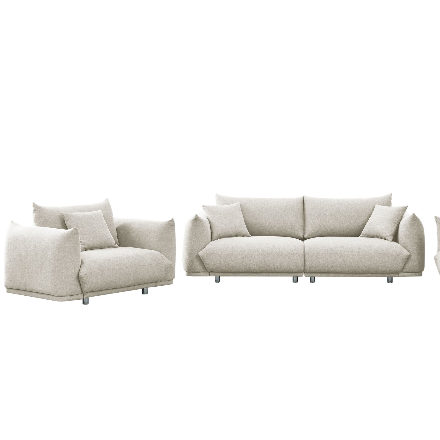 3-seater + 1-seater combination sofa Modern Couch for Living Room Sofa,Solid Wood Frame and Stable Metal Legs, 3 Pillows, Sofa Furniture for Apartment