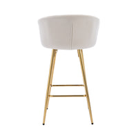 30 Inch Set of 2 Bar Stools,with Chrome Footrest and Base Velvet + Golden Leg Simple Bar Stool,CREAM