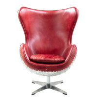 ACME Brancaster Accent Chair w/Swivel, Red Top grain  Leather AC01990