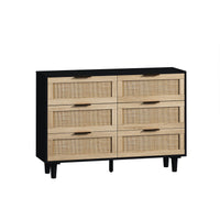 43.31"6-Drawers Rattan Storage Cabinet Rattan Drawer,for Bedroom,Living Room,Black