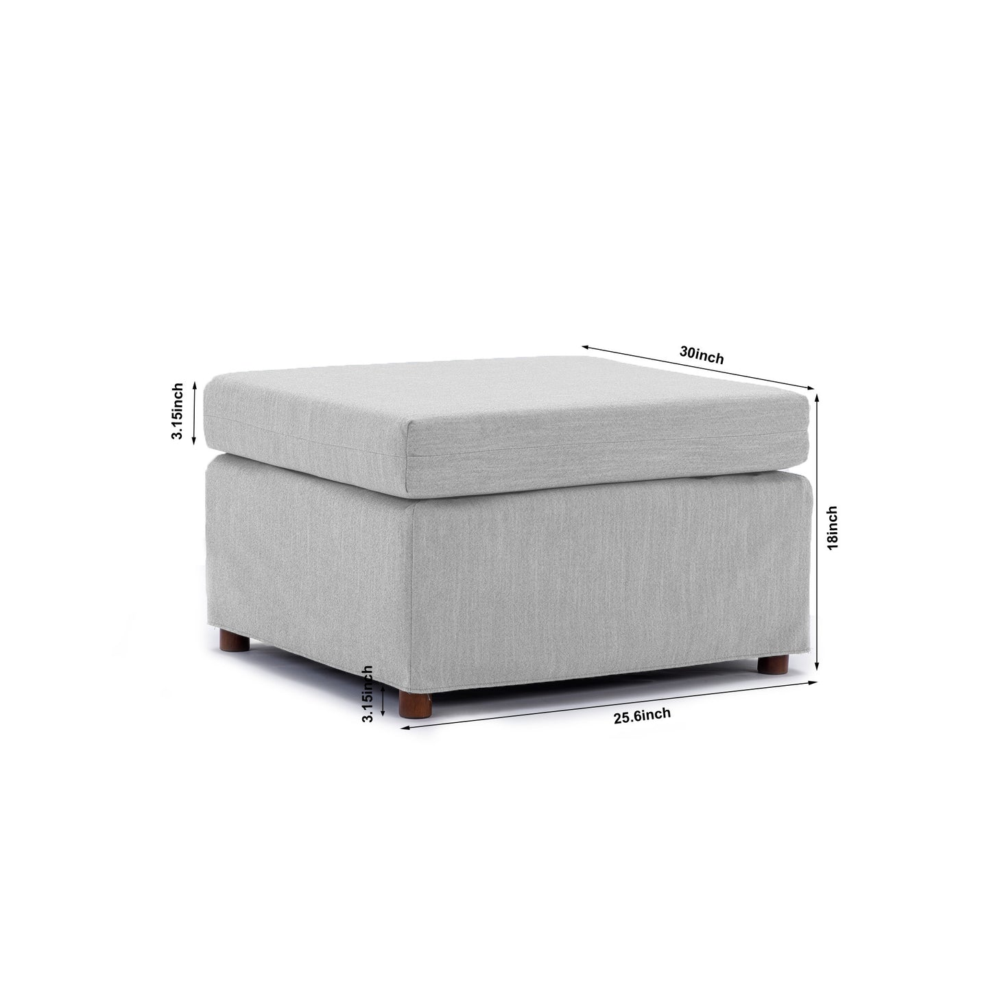 Single Seat Module Sofa Sectional Couch With 1 Ottoman,Cushion Covers Removable and Washable,Light Grey