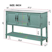 Entryway Table with artificial stone look tabletop , 47'' Farmhouse & Modern Console Table with Storage, Rustic Sofa Table with Open Shelf for Entry Way, Hallway, Living Room, Green