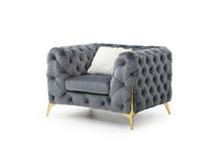 Moderno 3 Pc Tufted Living Room Set Finished with Velvet in Gray