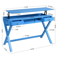 Lift Desk with 2 Drawer Storage, Computer Desk with Lift Table Top, Adjustable Height Table for Home Office, Living Room,BLUE