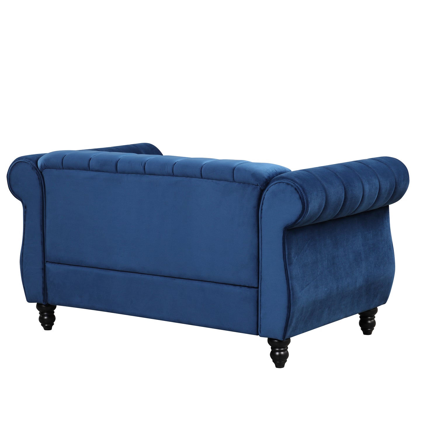 51" Modern Sofa Dutch Fluff Upholstered sofa with solid wood legs, buttoned tufted backrest,blue