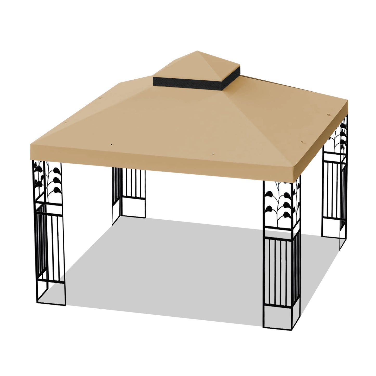 10x10 Ft Outdoor Patio Gazebo Replacement Canopy,Double Tiered Gazebo Tent Roof Top Cover Only(Frame Not Include)