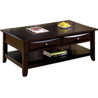 Living Room 1x Coffee Table Solid wood Espresso Open Shelf Drawers Sturdy Heavy Furniture 
Nickel Round Knob