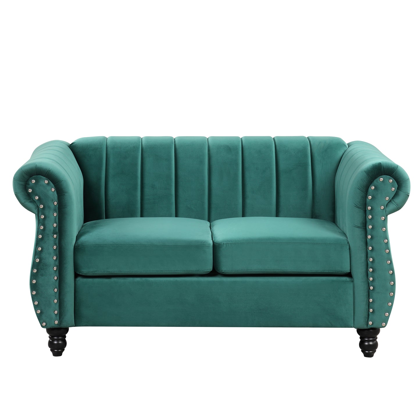 51" Modern Sofa Dutch Fluff Upholstered sofa with solid wood legs, buttoned tufted backrest,green