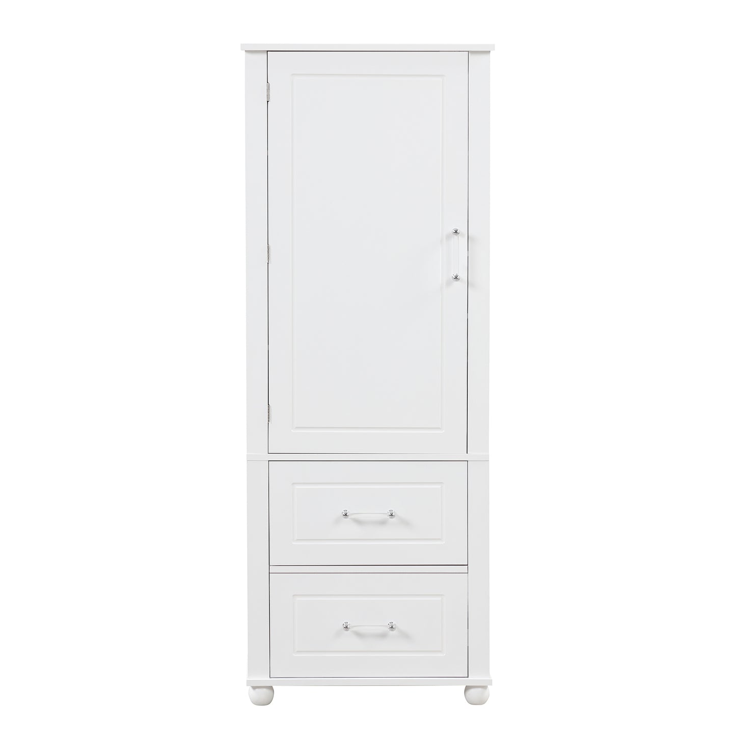 Tall Bathroom Storage Cabinet, Freestanding Storage Cabinet with Two Drawers and Adjustable Shelf, MDF Board with Painted Finish, White