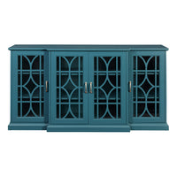 63" TV Stand,  Sideboard Buffet ,Storage Cabinet, Teal Blue