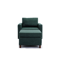 Single Seat Module Sofa Sectional Couch With Armrest With 1 Ottoman,Cushion Covers Non-removable and Non-Washable,Green