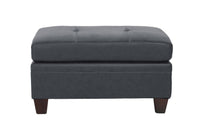 Contemporary Genuine Leather 1pc Ottoman Black Color Tufted Seat Living Room Furniture