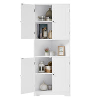 Tall Bathroom Storage Cabinet, Corner Cabinet with Doors and Adjustable Shelf, MDF Board with Painted Finish, White