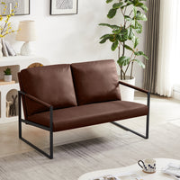 Lounge, living room, office or the reception area PVC leather accent arm chair with Extra thick padded backrest and seat cushion sofa chairs,Non-slip adsorption feet,sturdy metal frame,brown