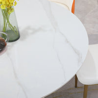 53 inch  Sintered stone carrara white dining table with 6pcs Chairs