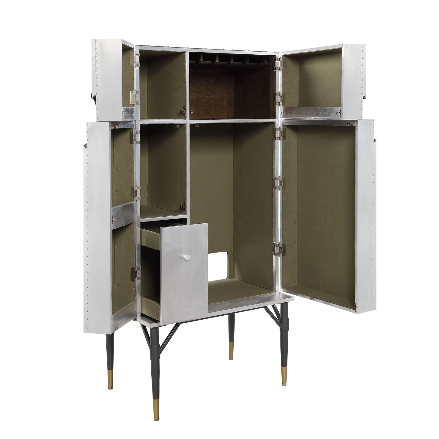 ACME Yoela Wine Cabinet, Aluminum Finish AC01996