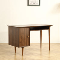 Small Desk with 47.24 Inch, Modern Walnut Finish, Solid Wood Legs - Suitable for Home and Office Use