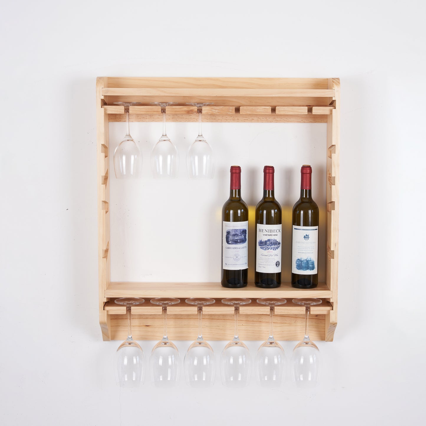 18 bottle wall wine rack/wine rack with glass holder/PINE/Solid wood /Home wine rack//Living room wine rack