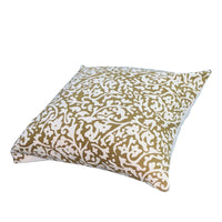 18 x 18 Handcrafted Cotton Square Accent Throw Pillow, Elegant Filigree Pattern, White and Gold