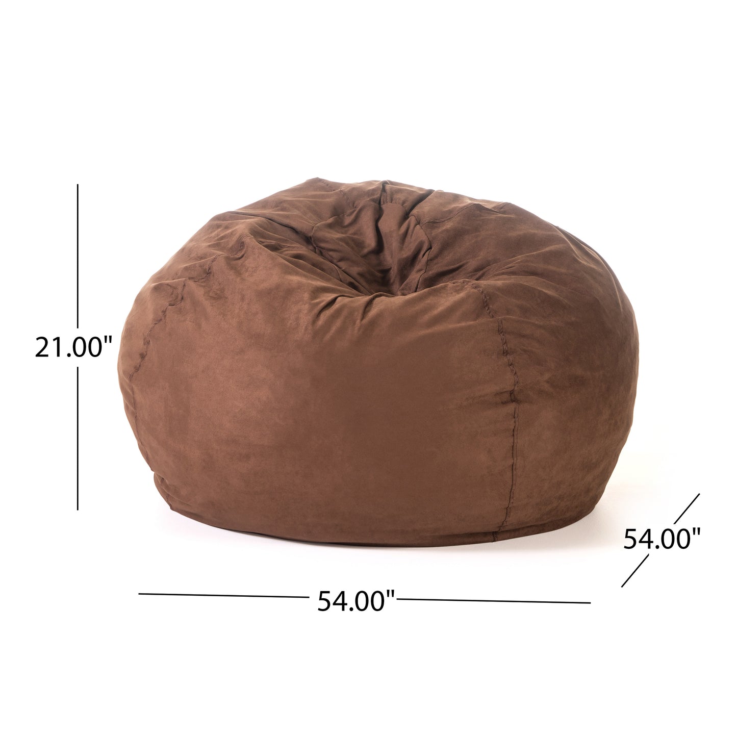 Kaina Modern Microfiber 5 Foot Bean Bag, French Roast Brown