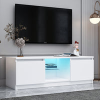 TV Cabinet Wholesale, White TV Stand with Lights, Modern LED TV Cabinet with Storage Drawers, Living Room Entertainment Center Media Console Table