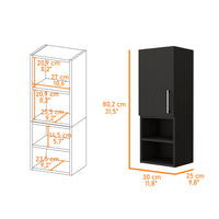 Madrid Medicine Cabinet, Two External Shelves, Metal Handle, Single Door, Two Interior Shelves -Black