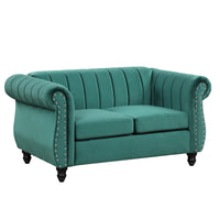 51" Modern Sofa Dutch Fluff Upholstered sofa with solid wood legs, buttoned tufted backrest,green