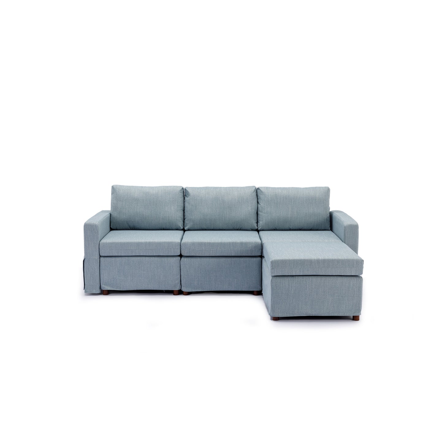 3 Seat Module Sectional Sofa Couch With 1 Ottoman,Seat Cushion and Back Cushion Removable and Washable,Light Blue