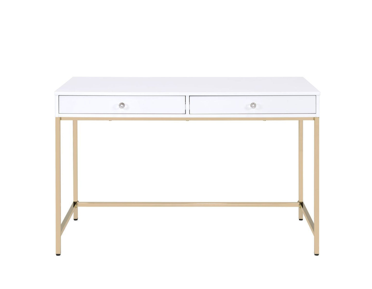 ACME Ottey Desk in White High Gloss & Gold 92540