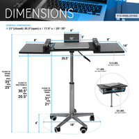 Techni Mobili Folding Table Laptop Cart, Graphite