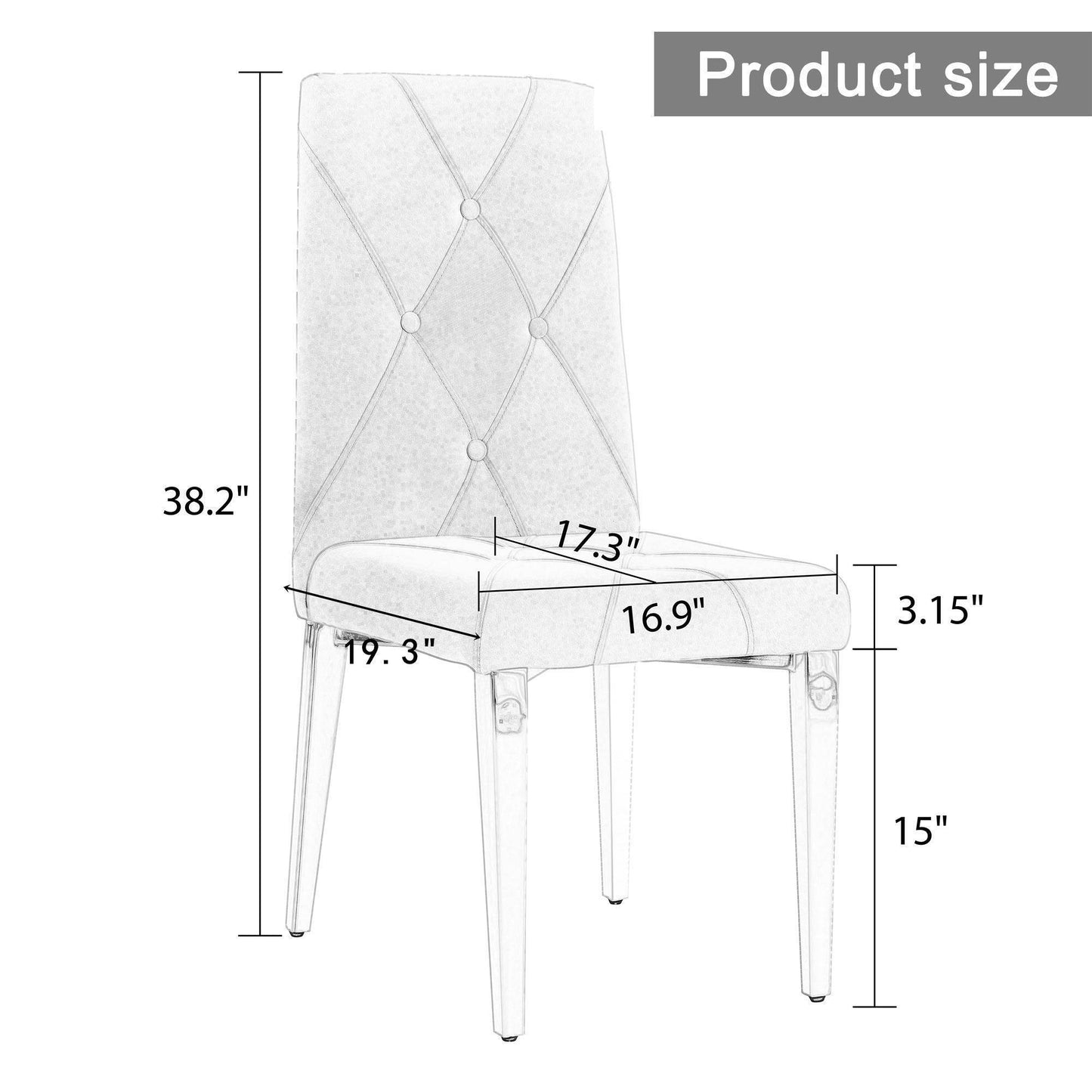 Dining Chair Set of 2, Modern Style Kitchen Upholstered High backrest ,With Inset Buttons,C-shaped Tube Plating Metal Legs Velvet office Chairs,for Dining Room Office dining room