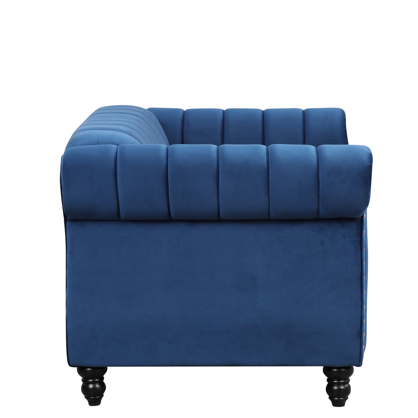 51" Modern Sofa Dutch Fluff Upholstered sofa with solid wood legs, buttoned tufted backrest,blue