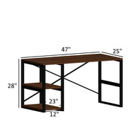 Furnish Home Store Sage Black Metal Frame 47" Wooden Top 2 Shelves Writing and Computer Desk for Home Office, White