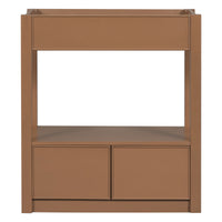 30" Bathroom Vanity without Sink Top, Cabinet Base Only, Open Storage Shelf and Two Drawers, Brown