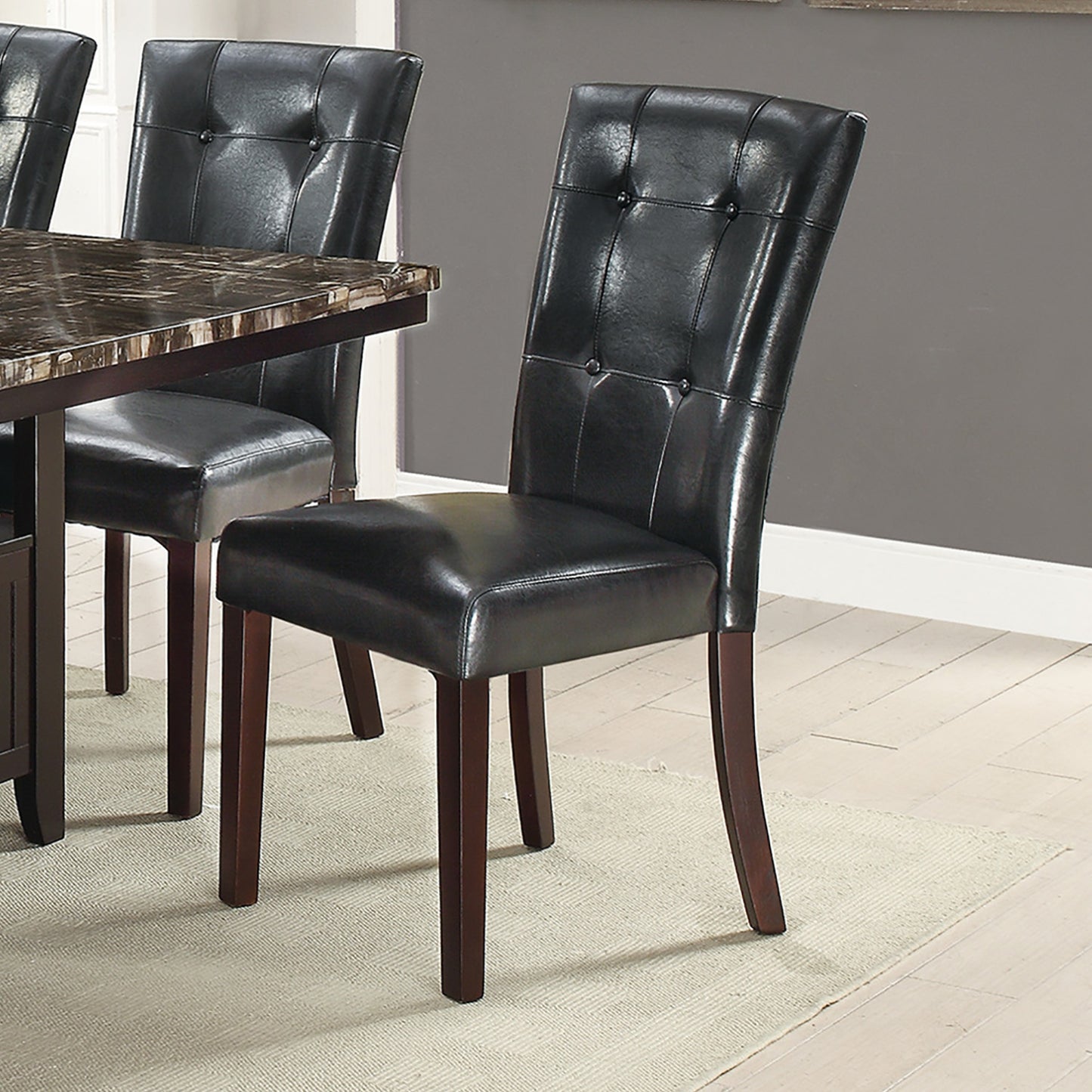 Faux Leather Upholstered Dining Chair, Black(Set of 2)