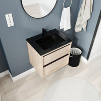 24" Bathroom Vanity, With Black Ceramic Sink And 2 Soft Close Drawers(BVA02524PLO-G-BL9060BK)W1286S00035